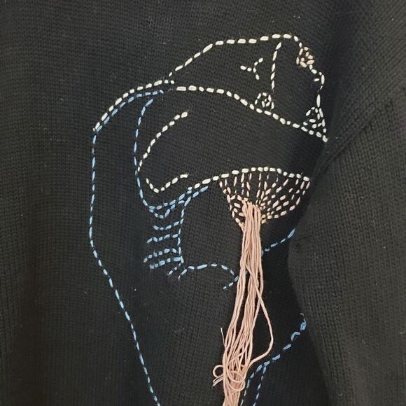 Zara Oversized Slouchy Longer Sweater Ballerina embroidered Ballet Abstract Sz M - Picture 3 of 11